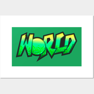 Green "World" graffiti Posters and Art